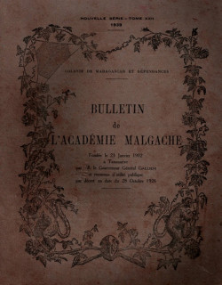 BULLETIN DE L'ACADEMIE MALGACHE - TOME 22 - 1939 BULLETIN DE L'ACADEMIE MALGACHE - TOME 22 - 1939