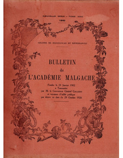 BULLETIN DE L'ACADEMIE MALGACHE - NOUVELLE SERIE - TOME 23 - 1940