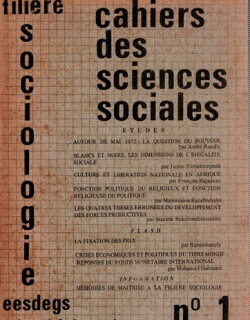 CAHIER DES SCIENCES SOCIALES N°1 - UNIVERSITE DE MADAGASCAR - 1984