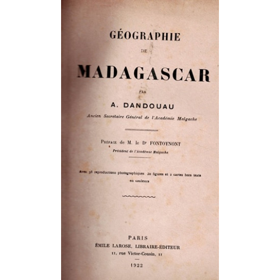 GEOGRAPHIE DE MADAGASCAR - A. DANDOUAU - 1922