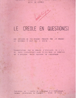 LE CREOLE EN QUESTION (S) - EMISSION DE FR3 - 21 AOUT 1982