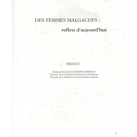 DES FEMMES MALGACHES - REFLET D'AUJOURD'HUI - 1989