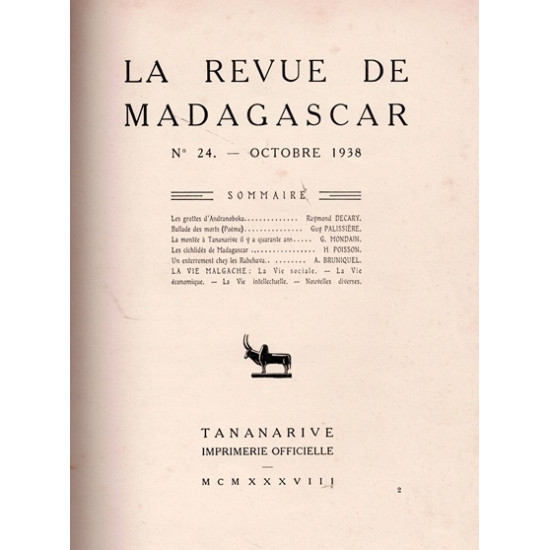 LA REVUE DE MADAGASCAR - N°24 - OCTOBRE 1938