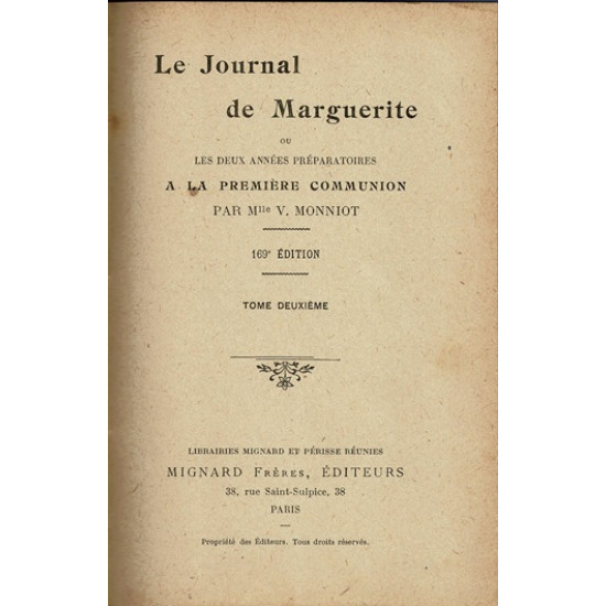 LE JOURNAL DE MARGUERITE TOME 2 - VICTORINE MONIOT - 1867