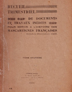 RECUEIL TRIMESTRIEL N°2 - SEPTEMBRE-DECEMBRE - POUR SERVIR L'HISTOIRE DES MASCAREIGNES -1935