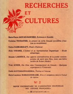 RECHERCHES ET CULTURES N°2 - JANVIER 1986 RECHERCHES ET CULTURES N°2 - JANVIER 1986