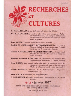 RECHERCHES ET CULTURES N°3 - JANVIER 1987