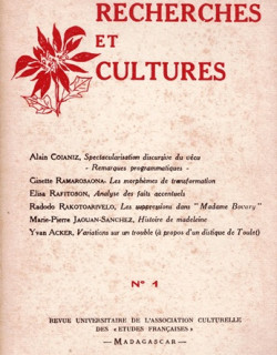 RECHERCHES ET CULTURES N°1 - MAI 1985 RECHERCHES ET CULTURES N°1 - MAI 1985