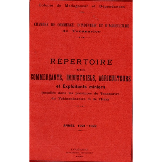 REPERTOIRE DES COMMERCANTS, INDUSTRIELS, AGRICULTEURS ET EXPLOITANTS MINIERS- CCIA - 1925