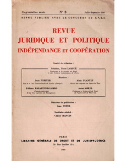 REVUE JURIDIQUE ET POLITIQUE N°3 - INDEPENDANCE ET COOPERATION - 1969