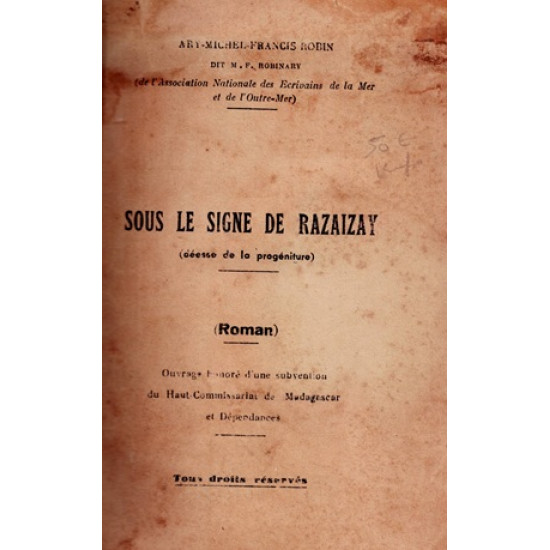 SOUS LE SIGNE DU RAZAIZAY - DEESSE DE LA PROGENITURE - ARY MICHEL - FRANCIS ROBIN - 1957