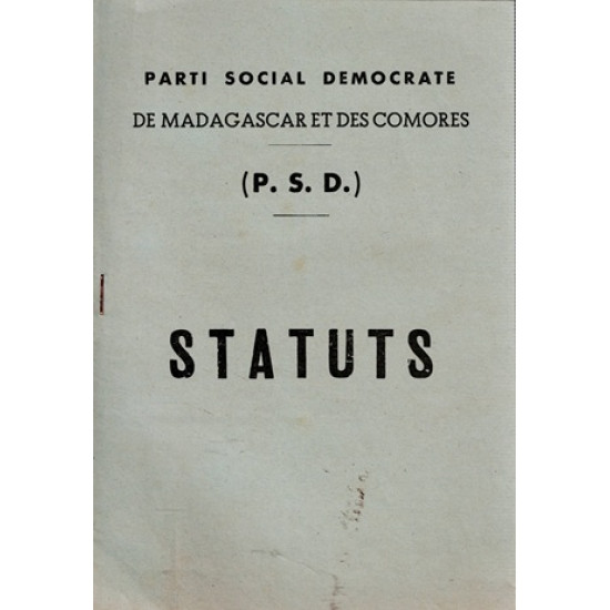 STATUTS DU PARTI SOCIAL DEMOCRATE DE MADAGASCAR ET DES COMORES - ANDRE RESAMPA - 1960