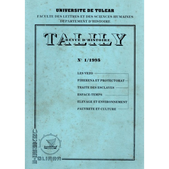 TALILY N°1 - REVUE D'HISTOIRE - UNIVERSITE DE TULEAR - 1995